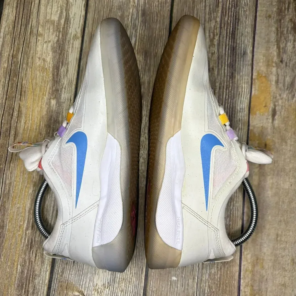 Nike SB Nyjah Free 2 White Rainbow Athletic Sneaker BV2078-106 Mens Sz‎ 7.5